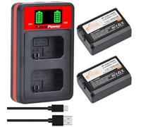 Pickle Power 2X1500mAh NP-FW50 Batteria e caricabatterie Dual USB compatibile con Sony Alpha A6000 A6300 A6400 A6500 A3000 A5000 A5100 A7 A7II A7RII RX10 NEX-3/5/7 Series