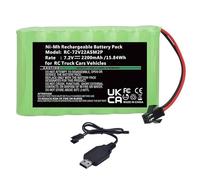 Pickle Power Batteria RC NiMH 7,2 V con connettore maschio SM-2P a 2 poli per veicoli RC, camion, barche, navi, escavatori, Crawler, Buggy, carro armato e altri modelli RC