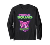 Pickle Squad Funny Cute Hog Pig and Pickle Quirky Cartoon Maglia a Manica