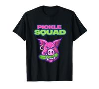 Pickle Squad Funny Cute Hog Pig and Pickle Quirky Cartoon Maglietta