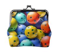 Pickleball Balls Colori Pattern piccoli portafogli donna, portafogli da donna, portamonete da donna, piccolo portafoglio da donna, con cerniera e blocco bacio, nero, Taglia unica, Art Deco