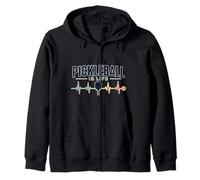 Pickleball Is Life Paddle Heartbeat Retro Sport Felpa con Cappuccio