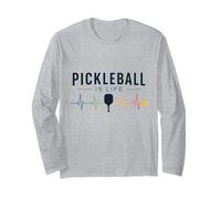 Pickleball Is Life Paddle Heartbeat Retro Sport Maglia a Manica