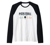 Pickleball Is Life Paddle Heartbeat Retro Sport Maglia con Maniche Raglan