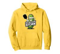 Pickleball Mascot Art - Esci dalla mia Cucina Divertente Pickle Felpa con Cappuccio
