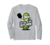 Pickleball Mascot Art - Esci dalla mia Cucina Divertente Pickle Maglia a Manica