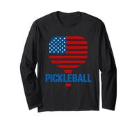 Pickleball Player Paddleball Amante Bandiera degli Stati Uniti Sarcastico Divertente Maglia a Manica