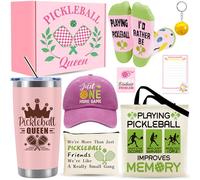 Pickleball, regalo per donne, amanti dei pickleball, con cappello da 590 ml, calzini, borsa per il trucco, portachiavi, note adesive, regalo di compleanno per giocatori di pickleball, allenatore di