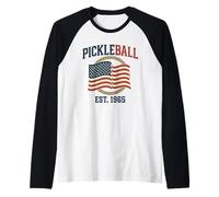 Pickleball Vintage USA Flag - Retro EST. 1965 Maglia con Maniche Raglan