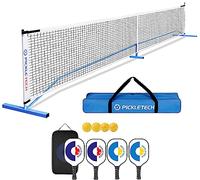 PICKLETECH - APB-PT22FT-SET - Set Pickleball PRO - Rete portatile 6,7 m - 4 racchette + 4 palline + borsa - Equipaggiamento da torneo