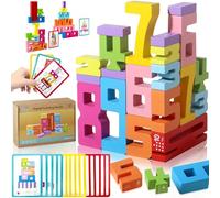 PICKONA Numberblocks in Legno per Bambini - 20PCS numero blocchi di costruzione set con 15 carte di apprendimento per i bambini, Puzzle Digitale 3D per Bambini per Ragazzi e Ragazze dai 3 anni in su