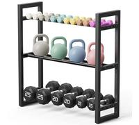 Pickpiff Rastrelliera Regolabile a 3 Livelli per Manubri - Supporto in Metallo Robusto per Manubri, Kettlebell e Altro - Organizzatore da Palestra Domestica Salvaspazio - Capacità 360 lb