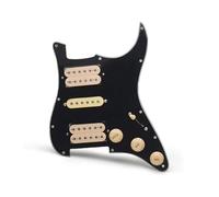 pickup battipenna precablato I materiali sono ecologici Circuiti HSH Pickguard Battipenna per chitarra HSH Loaded Precablato Assemblaggio piastra battipenna(Black-Yellow Pickup)