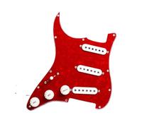 pickup battipenna precablato Piastra posteriore Scratchplate 3 SSS Precablato Battipenna per chitarra Battipenna caricato Pickup sfalsati 48/50/52mm(Red Pearl)