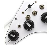 pickup battipenna precablato SSH Guitar Pickguard Cablaggio Precablato Caricato + Interruttore Silenzio ST Chitarra Elettrica Doppia Bobina Pickup Nero Bianco(3.5mm Jack White)