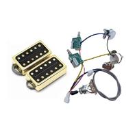 Pickup Humbucker Con Cablaggio Pro Silver Cover 1 Set Chitarra Elettrica LP Standard N E B Alnico(Black gold)