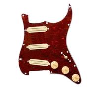 Pickup Per Battipenna Pre-cablato Battipenna Precablato SSS | D Mini Humbucker Chitarra elettrica 9K/9K/9K Scratchplate precablato caricato Nero(Ivory-Red Turtles)
