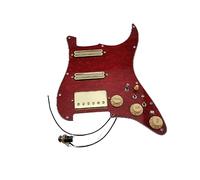 Pickup Per Chitarra Pickguard Caricati Precablati Pickup Humbucker Alnico 5 HSS Cablaggio Caratteristiche Taglio Singolo Set Oro (Color : Crimson)