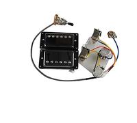 Pickup per Chitarra Pickups Humbucker Neck E Bridge Pickup 4C Cablaggio Cablaggio Push-Pull Set Singolo Taglio per Chitarra Epiphone Gibson Pickup per Chitarra elettrica (Color : Silver Black Frame)