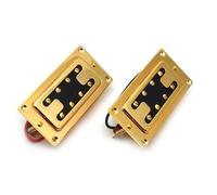 Pickup-Set Per Chitarra Elettrica Pickup Humbucker Per Basso Elettrico Mini Style Two Line 8 Hole Neck Bridge Pickup Nero Oro Cromato(Gold 2pcs)