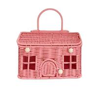 Picnic Basket Rustic Liddded Houdse-Shadped Organizer | Falso rattan Storage Basket fodr Dining Table Living Room Camping Kitchen Bakery Small Toys Bread Crafts Fruits