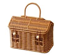 Picnic Basket Rustic Liddded Houdse-Shadped Organizer | Falso rattan Storage Basket fodr Dining Table Living Room Camping Kitchen Bakery Small Toys Bread Crafts Fruits