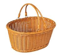 Picnic Basket With Handle - 38cm Woven Food Carrying Bin | PE SplinterFree, Empty Bread Grocery Shopping Basket For Camping Fruit Picking Garden Backyard Park Lawn Road Trips Home