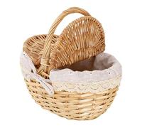 Picnic Basket With Lid - Rustic Multi Purpose Lidded, Faux Wicker Woven Storage, Durable Lightweight Carry Basket, Easy Access Design, Versatile Organizer | Picnic Baskets For Dining Room Kitchen