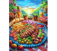 Picnic Feast with Fruits And Vegetables Puzzle 300 Pezzi Per Decorazione Ingresso Scenery Science Fiction Cartone Di Alta Qualità Paesaggi Italiani Per Arredamento Da Passatempo Con Colla Inclusa Qua