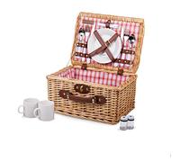 Picnic Time 140-10-114-000-0 Catalina' Cesto da Picnic in Stile Inglese con Servizio per Due, Collezione Anguria, Rattan e Vimini, Plaid Rosso/Bianco