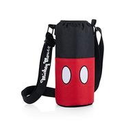 PICNIC TIME Disney Mickey Mouse - Borsa termica per bottiglie, per pantaloncini e pantaloncini, porta bottiglia d'acqua, borsa termica per bottiglie d'acqua, Koozie (nero con motivo rosso)