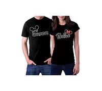 picontshirt Set di camicie abbinate per sposo e sposa per sposi novelli, nero, uomo M-donna S