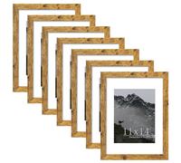 Picrit Set di 7 cornici per foto da 28 x 35 cm con passepartout o 28 x 35 cm senza passepartout, cornici per foto da parete o da tavolo, marrone