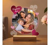 Pictalia - Lampada Foto Cuore in Pizzo Personalizzata - Base a Scelta