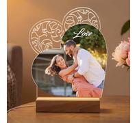 Pictalia - Lampada Foto Cuore in Pizzo Personalizzata - Base a Scelta