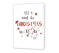 PICTALOO Biglietto di Natale - All i want for Christmas is you - divertente biglietto di Natale per fidanzata marito moglie, merry Christmas biglietti pieghevoli privati, amore Natale per più unione