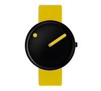 PICTO® 40 mm/quadrante nero/cinturino in pelle giallo canarino, Giallo, 40 mm, Design danese