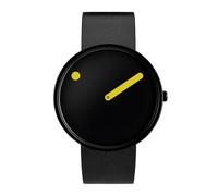 PICTO® 40 mm/quadrante nero/cinturino in pelle nera, nero, 40 mm, Design danese