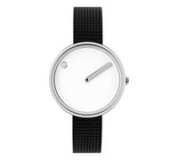 Picto 43363-1012 - Orologio da donna al quarzo, cassa in acciaio INOX con cinturino a rete in acciaio nero e quadrante bianco