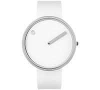 Picto Orologio unisex al quarzo, cassa in acciaio inossidabile da 40 mm e cinturino in silicone bianco