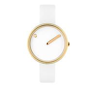 Picto Orologio al Quarzo Unisex 30mm Cassa Oro IP con Quadrante Bianco e Cinturino In Silicone Bianco