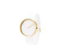 Picto Orologio al quarzo unisex, 40 mm, cassa IP oro con quadrante bianco e cinturino in silicone bianco