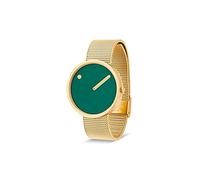 Picto orologio al quarzo unisex, 40 mm IP oro opaco custodia con oro IP mesh bracciale e Dusty Green Dial