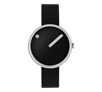 Picto Orologio al Quarzo Unisex Cassa in Acciaio 30mm con Quadrante Nero e Cinturino In Pelle Nera