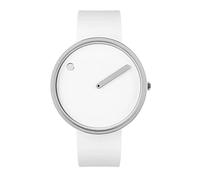 Picto Orologio unisex al quarzo, cassa in acciaio inossidabile da 40 mm e cinturino in silicone bianco