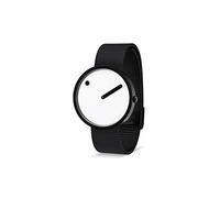 Picto Orologio unisex al quarzo, cassa in acciaio inox da 40 mm, con cinturino in maglia di acciaio nero e quadrante bianco, Moderno