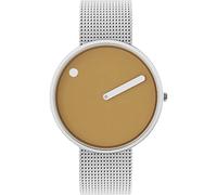 Picto unisex orologio al quarzo, quadrante 40 mm con cassa in acciaio INOX mesh bracciale senape e giallo