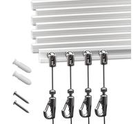 Picture Rail System - Kit da 8 pezzi con binari da 61 cm e ganci in filo metallico da 2 m, per eleganti esposizioni artistiche in galleria, casa, arredamento