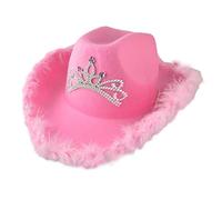 Picysa Cappello da Cowboy Rosa in Feltro con Piume Artificiali per Festival Musicali e Feste, Dimensioni per Adulti, 30,5 X 40,6 X 17,8 cm. (#1)