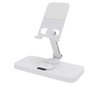 Picysa Caricabatterie Wireless 6 in 1 per Dispositivi IOS con Luce Ambientale Regolabile e Sveglia per Camera da Letto o Ufficio, Stazione di Ricarica Pieghevole (Bianca)